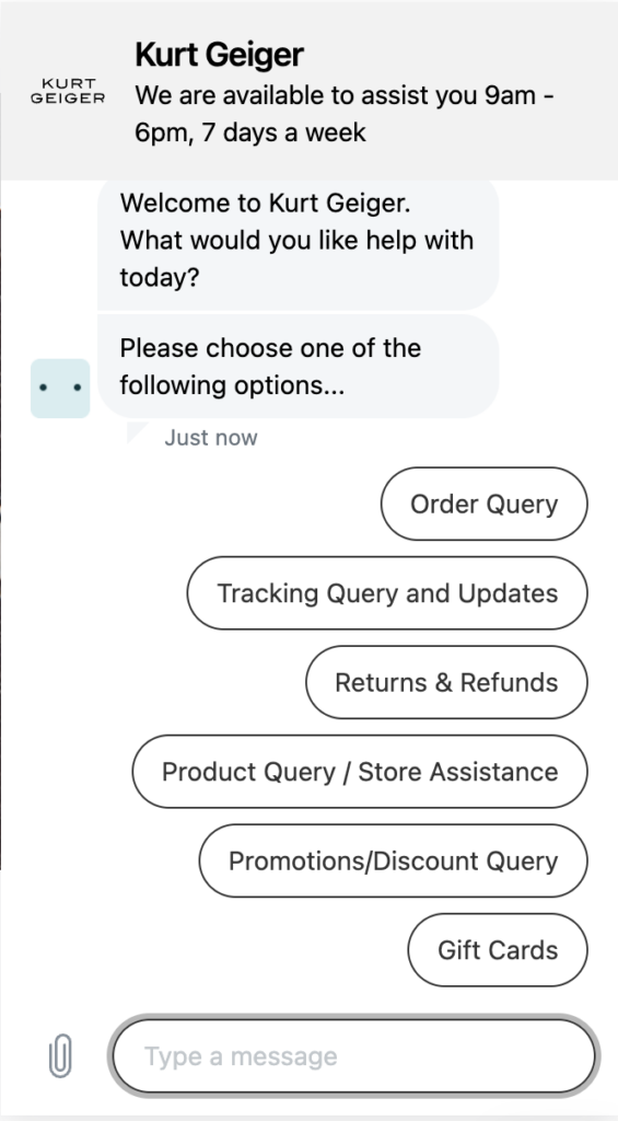 kurt geiger live chat