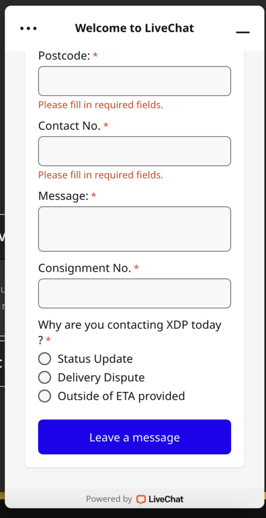 xdp online chat form