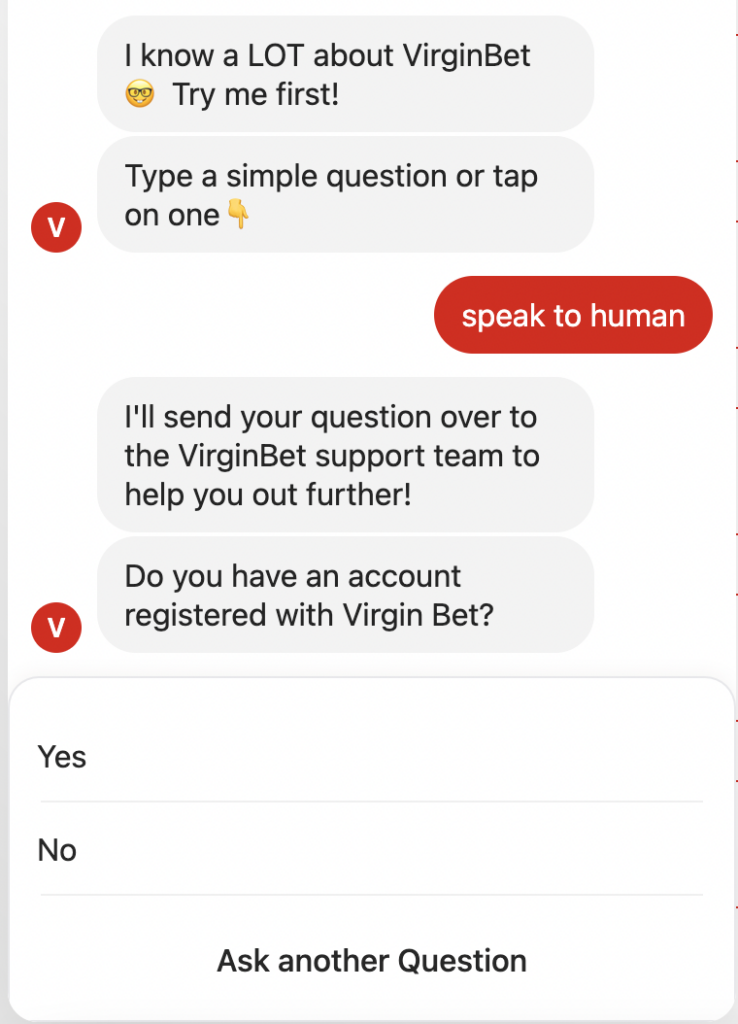 virgin bet talk to a human