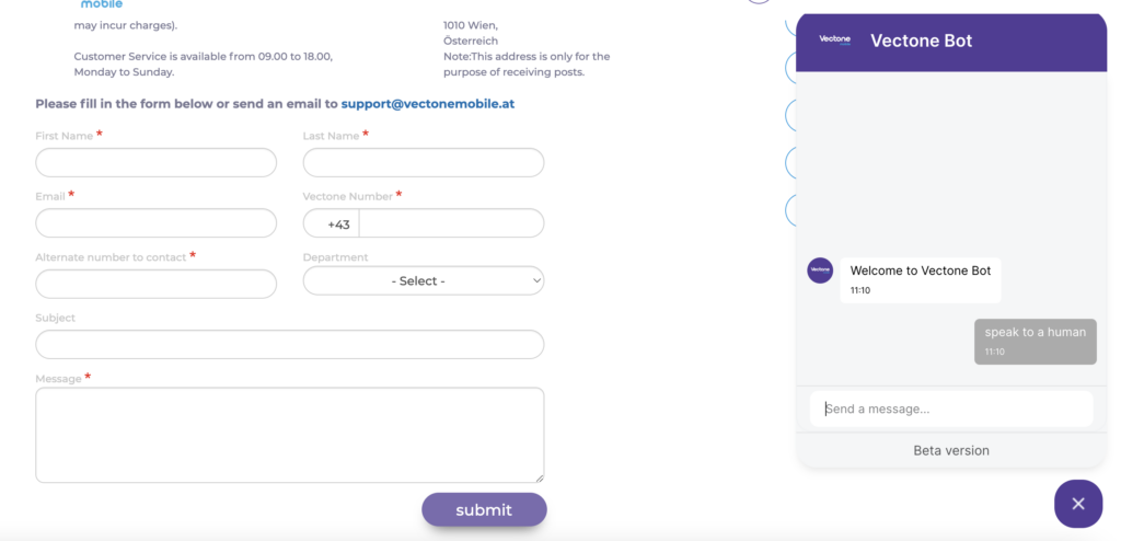 Vectony Vectone Live Chat | Customer Service - Live Chat Directory